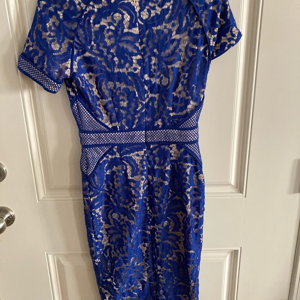 Cobalt blue Lace/Solid Short Sleeves,